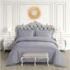 imageTribeca Living Egyptian Cotton King Duvet Cover Set 3pc Oversized Plain Bedding Set Includes King Duvet Cover And Two Sham Pillowcases 600 Thread Count Sky BlueSilver Grey