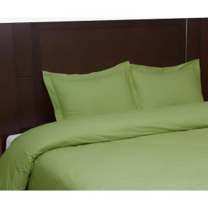 imageTribeca Living Cotton King Duvet Cover Set Oversized Includes One Plain Duvet Cover and Two Sham Pillowcases 350 Thread Count 100 Cotton PercaleWhiteGreen