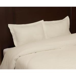 imageTribeca Living Cotton King Duvet Cover Set Oversized Includes One Plain Duvet Cover and Two Sham Pillowcases 350 Thread Count 100 Cotton PercaleWhiteLight Ivory