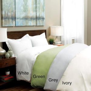 imageTribeca Living Cotton King Duvet Cover Set Oversized Includes One Plain Duvet Cover and Two Sham Pillowcases 350 Thread Count 100 Cotton PercaleWhiteLavender