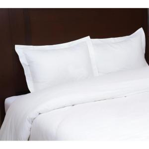 imageTribeca Living Cotton King Duvet Cover Set Oversized Includes One Plain Duvet Cover and Two Sham Pillowcases 350 Thread Count 100 Cotton PercaleWhiteWhite