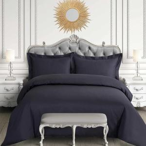 imageTribeca Living Egyptian Cotton King Duvet Cover Set 3pc Oversized Plain Bedding Set Includes King Duvet Cover And Two Sham Pillowcases 600 Thread Count Sky BlueSteel