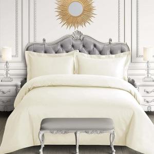 imageTribeca Living Egyptian Cotton King Duvet Cover Set 3pc Oversized Plain Bedding Set Includes King Duvet Cover And Two Sham Pillowcases 600 Thread Count Sky BlueIvory