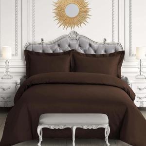 imageTribeca Living Egyptian Cotton King Duvet Cover Set 3pc Oversized Plain Bedding Set Includes King Duvet Cover And Two Sham Pillowcases 600 Thread Count Sky BlueChocolate