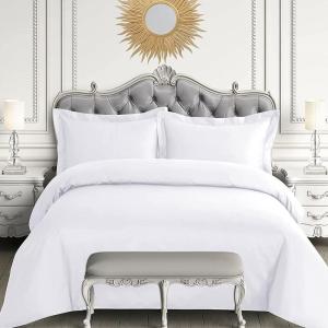 imageTribeca Living Egyptian Cotton King Duvet Cover Set 3pc Oversized Plain Bedding Set Includes King Duvet Cover And Two Sham Pillowcases 600 Thread Count Sky BlueWhite