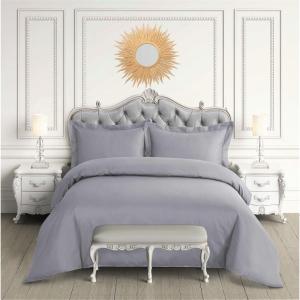 imageTribeca Living Egyptian Cotton King Duvet Cover Set 3pc Oversized Plain Bedding Set Includes King Duvet Cover And Two Sham Pillowcases 600 Thread Count Sky BlueSilver Grey