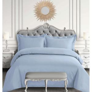imageTribeca Living Egyptian Cotton King Duvet Cover Set 3pc Oversized Plain Bedding Set Includes King Duvet Cover And Two Sham Pillowcases 600 Thread Count Sky BlueSky Blue