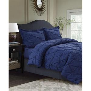 imageTribeca Living King Duvet Cover Set Plain Bed Set Pintuck Microfiber Wrinkle Resistant Three Piece Set Includes One Duvet Cover and Two Sham Pillowcases SydneyTealMoonlight Blue