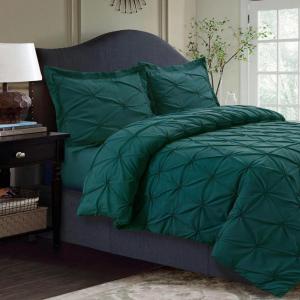 imageTribeca Living King Duvet Cover Set Plain Bed Set Pintuck Microfiber Wrinkle Resistant Three Piece Set Includes One Duvet Cover and Two Sham Pillowcases SydneyTealTeal