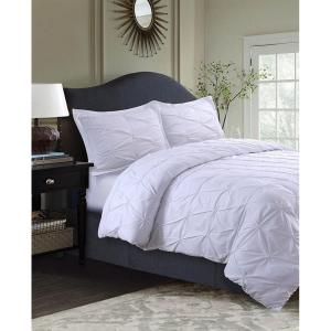 imageTribeca Living King Duvet Cover Set Plain Bed Set Pintuck Microfiber Wrinkle Resistant Three Piece Set Includes One Duvet Cover and Two Sham Pillowcases SydneyTealWhite