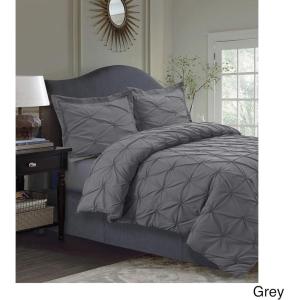 imageTribeca Living King Duvet Cover Set Plain Bed Set Pintuck Microfiber Wrinkle Resistant Three Piece Set Includes One Duvet Cover and Two Sham Pillowcases SydneyTealGray