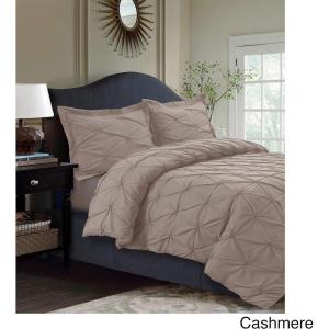 imageTribeca Living King Duvet Cover Set Plain Bed Set Pintuck Microfiber Wrinkle Resistant Three Piece Set Includes One Duvet Cover and Two Sham Pillowcases SydneyTealCashmere