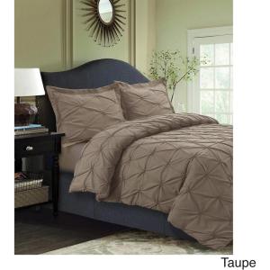 imageTribeca Living King Duvet Cover Set Plain Bed Set Pintuck Microfiber Wrinkle Resistant Three Piece Set Includes One Duvet Cover and Two Sham Pillowcases SydneyTealTaupe