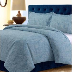 imageTribeca Living MADRDUVETKISK Madrid Tropical Rainforest Oversized Duvet Set King Sky BluePaisley Bluemulti