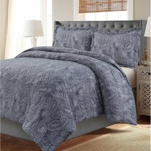 imageTribeca Living MADRDUVETKISK Madrid Tropical Rainforest Oversized Duvet Set King Sky BluePaisley Greymulti