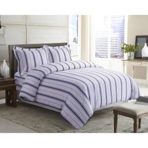 imageTribeca Living ST170DSQUDB Oversized Flannel Duvet Set Queen Blue
