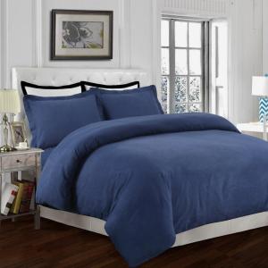 imageTribeca Living TLFLSODSKISB 170 GSM Flannel Solid Duvet Cover Set King Sky BlueDark Blue