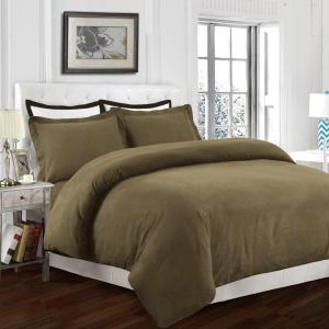 imageTribeca Living TLFLSODSKISB 170 GSM Flannel Solid Duvet Cover Set King Sky BlueTaupe