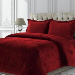 imageTribeca Living VENICEDUVET Venice Velvet Oversized Solid Duvet Set3pieces King BurgundyBurgundy