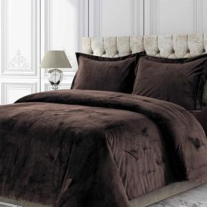 imageTribeca Living VENICEDUVET Venice Velvet Oversized Solid Duvet Set3pieces King BurgundyChocolate