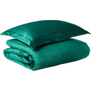 imageTribeca Living VENICEDUVET Venice Velvet Oversized Solid Duvet Set3pieces King BurgundyEmerald Green