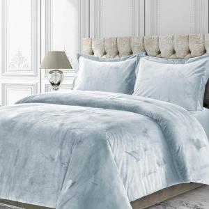 imageTribeca Living VENICEDUVET Venice Velvet Oversized Solid Duvet Set3pieces King BurgundyHaze Blue