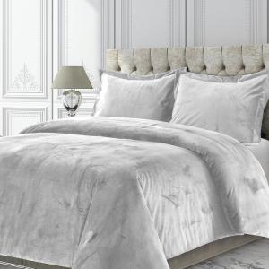 imageTribeca Living VENICEDUVET Venice Velvet Oversized Solid Duvet Set3pieces King BurgundySilver Grey