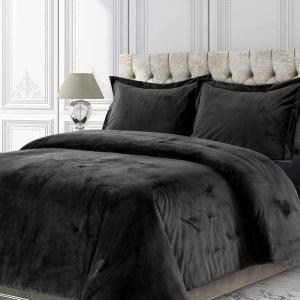 imageTribeca Living VENICEDUVET Venice Velvet Oversized Solid Duvet Set3pieces King BurgundySteel Grey