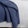 imageTribeca Living Cotton Acrylic Queen Reversible Blanket Soft and Cozy Yarn Dyed Fade Resistant Plaid DuneCottonWool Blue