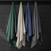 imageTribeca Living Cotton Acrylic Queen Reversible Blanket Soft and Cozy Yarn Dyed Fade Resistant Plaid DuneCottonWool Blue