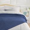 imageTribeca Living Cotton Acrylic Queen Reversible Blanket Soft and Cozy Yarn Dyed Fade Resistant Plaid DuneCottonWool Blue