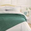 imageTribeca Living Cotton Acrylic Queen Reversible Blanket Soft and Cozy Yarn Dyed Fade Resistant Plaid DuneCottonWool Green