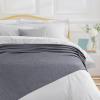 imageTribeca Living Cotton Acrylic Queen Reversible Blanket Soft and Cozy Yarn Dyed Fade Resistant Plaid DuneCottonWool Grey