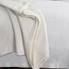 imageTribeca Living Cotton Acrylic Queen Reversible Blanket Soft and Cozy Yarn Dyed Fade Resistant Plaid DuneCottonWool Ivory