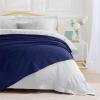 imageTribeca Living Cotton Acrylic Queen Reversible Blanket Soft and Cozy Yarn Dyed Fade Resistant Plaid DuneMadrid  Midnight Blue