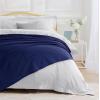 imageTribeca Living Cotton Acrylic Queen Reversible Blanket Soft and Cozy Yarn Dyed Fade Resistant Plaid DuneMadrid  Midnight Blue
