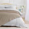 imageTribeca Living Cotton Acrylic Queen Reversible Blanket Soft and Cozy Yarn Dyed Fade Resistant Plaid DuneMadrid  Sand