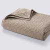 imageTribeca Living Cotton Acrylic Queen Reversible Blanket Soft and Cozy Yarn Dyed Fade Resistant Plaid DuneMadrid  Sand
