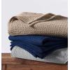 imageTribeca Living Cotton Acrylic Queen Reversible Blanket Soft and Cozy Yarn Dyed Fade Resistant Plaid DuneMadrid  Sand