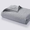 imageTribeca Living Cotton Acrylic Queen Reversible Blanket Soft and Cozy Yarn Dyed Fade Resistant Plaid DuneMadrid  Silver Grey