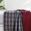 imageTribeca Living Cotton Acrylic Queen Reversible Blanket Soft and Cozy Yarn Dyed Fade Resistant Plaid DunePlaid Deep Red
