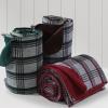 imageTribeca Living Cotton Acrylic Queen Reversible Blanket Soft and Cozy Yarn Dyed Fade Resistant Plaid DunePlaid Deep Red