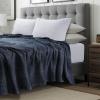 imageTribeca Living Cotton Acrylic Queen Reversible Blanket Soft and Cozy Yarn Dyed Fade Resistant Plaid DuneReindeer Navy