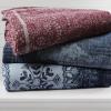 imageTribeca Living Cotton Acrylic Queen Reversible Blanket Soft and Cozy Yarn Dyed Fade Resistant Plaid DuneReindeer Navy