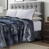 imageTribeca Living Cotton Acrylic Queen Reversible Blanket Soft and Cozy Yarn Dyed Fade Resistant Plaid DuneSnowflakes Navy