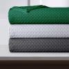 imageTribeca Living Cotton Acrylic Queen Reversible Blanket Soft and Cozy Yarn Dyed Fade Resistant Plaid DuneVienna  Emerald Green