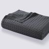 imageTribeca Living Cotton Acrylic Queen Reversible Blanket Soft and Cozy Yarn Dyed Fade Resistant Plaid DuneVienna  Steel Grey