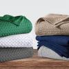 imageTribeca Living Cotton Acrylic Queen Reversible Blanket Soft and Cozy Yarn Dyed Fade Resistant Plaid DuneVienna  Steel Grey