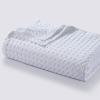 imageTribeca Living Cotton Acrylic Queen Reversible Blanket Soft and Cozy Yarn Dyed Fade Resistant Plaid DuneVienna  White