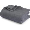 imageTribeca Living Cotton Acrylic Queen Reversible Blanket Soft and Cozy Yarn Dyed Fade Resistant Plaid DuneCottonWool Grey